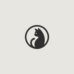 Minimal cat logo in clean and simple silhouette style.