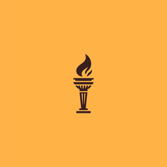 Victory torch logo in strong and minimalist silhouette style.