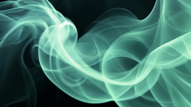 Abstract flowing smoke or vapor waves in vibrant green hues for digital art backgrounds