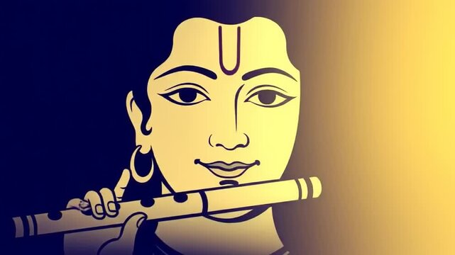 Krishna with Flute, Indian God, and Art.