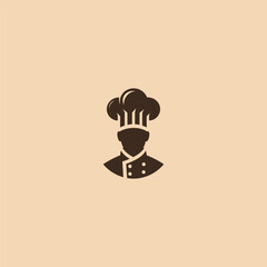 Chef logo in bold and minimalist silhouette illustration.