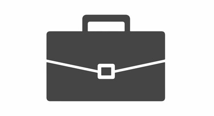 Simple Gray Briefcase Icon with White Closure Detail and Handle