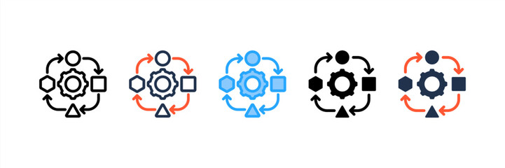 Adaptation icon set multiple style collection