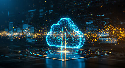 Cloud Computing Digital Technology Global Network Data Storage Secure Server