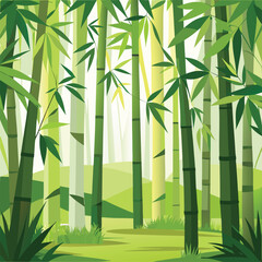 Bamboo Forest with Minimalist Line Style