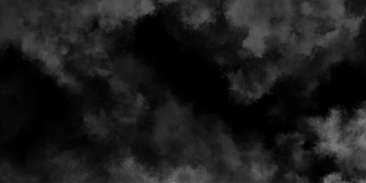 Abstract ash cloud and smoke texture in dark background. White Black fog effect transparent smoke isolated dark dramatic sky with black stormy clouds. Grunge creative and decorative fractal smoke art