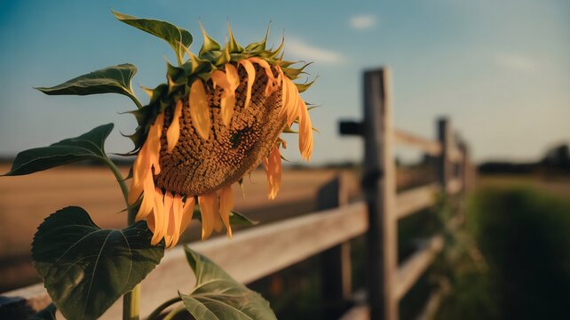 sunflower in the sunset - Powered by Adobe