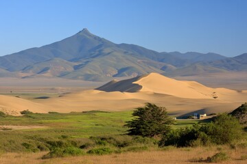 Fototapeta premium Desert mountain vista with sand dunes