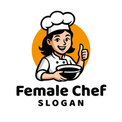 Female Chef Mascot Logo Replaceable Text
