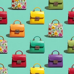 Colorful Handbags with Floral and Solid Designs