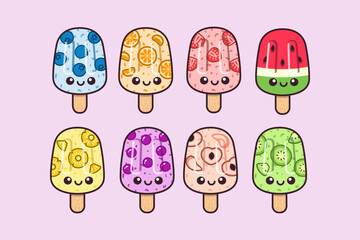 Cute Kawaii Adorable Fruits Popsicles