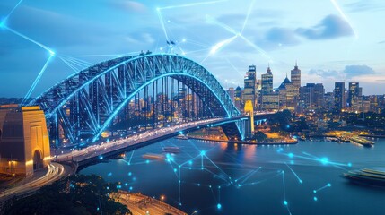 Sydney's Connectivity: A Futuristic View of the Harbour Bridge and Cityscape
