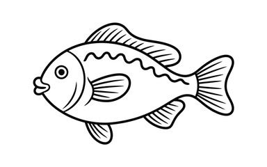 Simple cartoon outline of a friendly fish