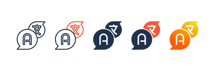 Translator icon set multiple style collection