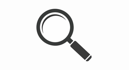 Simple Black Magnifying Glass Icon with Rounded Handle