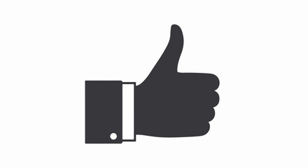 Dark Gray Flat Icon of a Hand Giving a Thumbs-Up Gesture with Sleeve and Cuff
