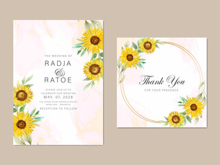 watercolor sunflowers wedding invitations card set