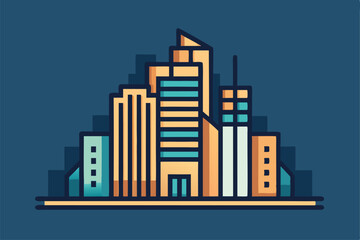 pack of minimalist line icons of office buildings .eps