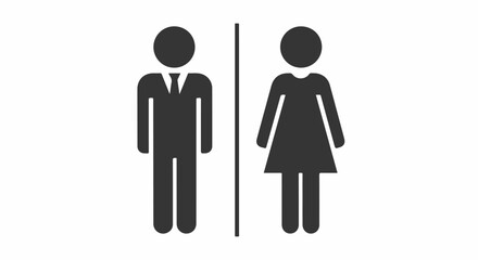 Iconic Silhouette Figures Representing Male and Female Restroom Entrances