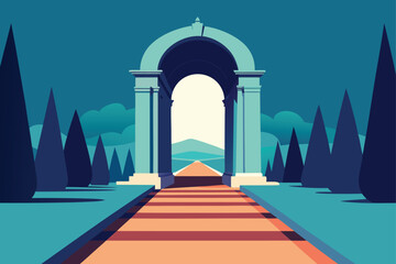 palace garden entrance surrounded by marble  .eps