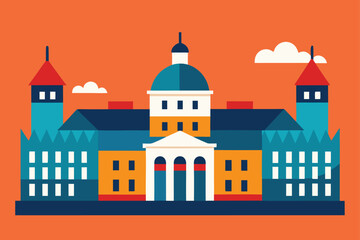 panoramic illustration of old european government  (1).eps