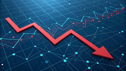 Stunning red arrow plunges down vibrant digital graph showcasing financial decline and market volatility