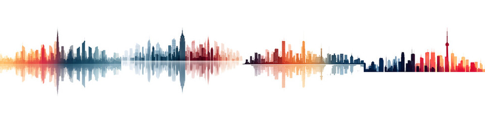 Obraz premium City Skyline Silhouette Reflection with Gradient