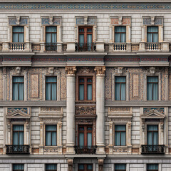 Obraz premium Intricate Architectural Facade: Exploring the Exquisite and Detailed Design of a Building's Façade Architecture in Urban Environments