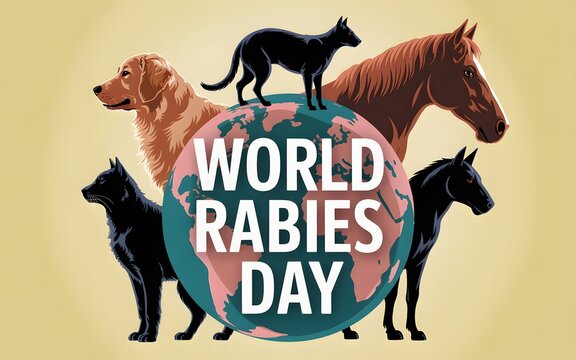 World rabies day animals and globe awareness