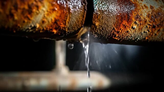 Leaking Rusty Pipe: Water Damage and Deterioration
