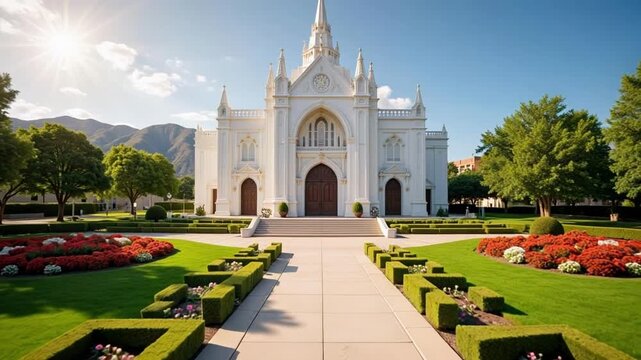 Stunning Aerial Footage of the LDS Temple and Gardens in Saint George Utah in 4k - Capture the Beauty and Serenity in Utah's Landscape