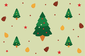 patterned christmas tree background with scattered.eps