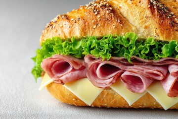 Ham and cheese sandwich with lettuce