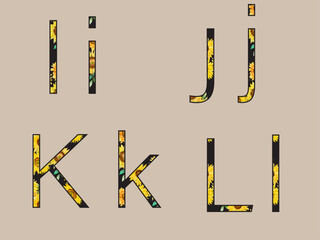 alphabets with sunflowers pattern