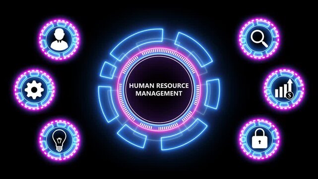 Animated human resource management technology concept, business insights from large data sets, Animated data analytics banner web icons isolated