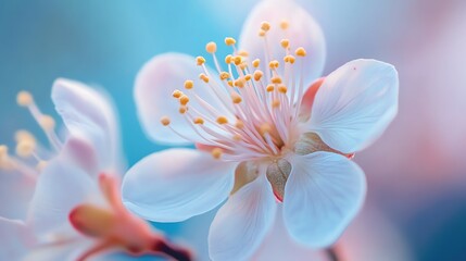 Fototapeta premium A stunning close up of an apricot blossom blooming