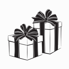 Gift Boxes with Bows and Ribbons Holiday Present Logo Simple Vector Design Illustration