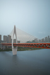Modern Cable-Stayed Bridge with City Skyline