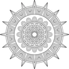 Radiant Geometric Mandala Sunburst &ndash; Bold Circular Abstract Design for Meditation, Coloring Pages, and Spiritual Artworks