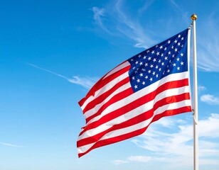 Naklejka premium American flag waving in clear sky (1)
