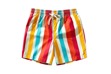 Colorful striped swim trunks