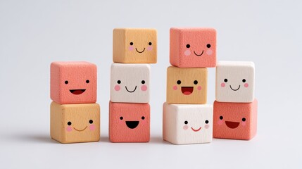 Smiling Wooden Blocks - Play, Education, Kids, Happiness