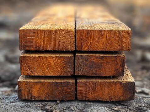 Beautiful timber lying against Angar background outsid