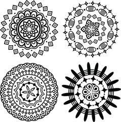 A vintage set of black ornamental vector floral elements for seamless decoration