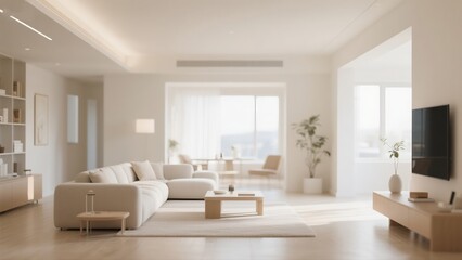 Fototapeta premium Modern Minimalist Living Room Scene