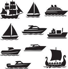 Modern ship silhouette icon for nautical and transportation themes