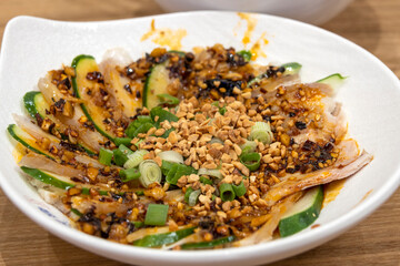 Sliced pork with garlic sauce or garlic paste pork belly