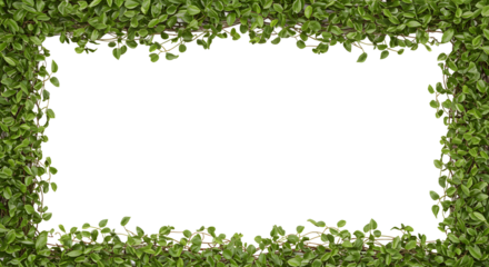 Lush green vine frame with transparent center for graphic design projects