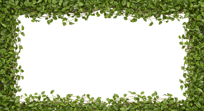 Lush green vine frame with transparent center for graphic design projects - Powered by Adobe