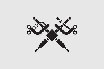 crossed swords or sabers silhouette  vector